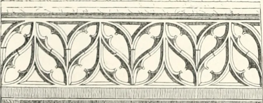 An illustration from An illustrated dictionary of words used in art and archaeology. Explaining terms frequently used in works on architecture, arms, bronzes, Christian art, colour, costume, decoration, devices, emblems, heraldry, lace, personal ornaments, pottery, painting, sculpture, &c., with their derivations, 1883, leaf 43