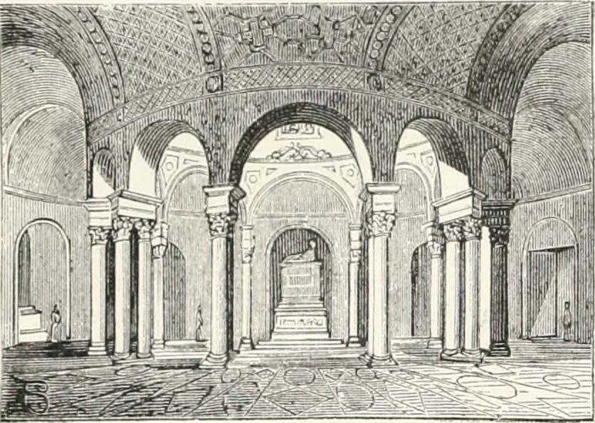 An illustration from An illustrated dictionary of words used in art and archaeology. Explaining terms frequently used in works on architecture, arms, bronzes, Christian art, colour, costume, decoration, devices, emblems, heraldry, lace, personal ornaments, pottery, painting, sculpture, &c., with their derivations, 1883, leaf 45