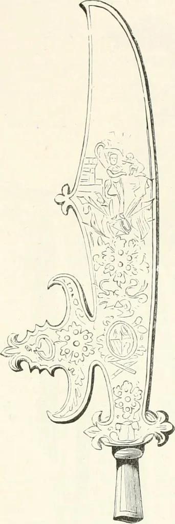 An illustration from An illustrated dictionary of words used in art and archaeology. Explaining terms frequently used in works on architecture, arms, bronzes, Christian art, colour, costume, decoration, devices, emblems, heraldry, lace, personal ornaments, pottery, painting, sculpture, &c., with their derivations, 1883, leaf 52
