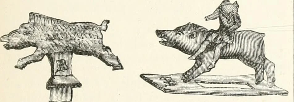 An illustration from An illustrated dictionary of words used in art and archaeology. Explaining terms frequently used in works on architecture, arms, bronzes, Christian art, colour, costume, decoration, devices, emblems, heraldry, lace, personal ornaments, pottery, painting, sculpture, &c., with their derivations, 1883, leaf 54