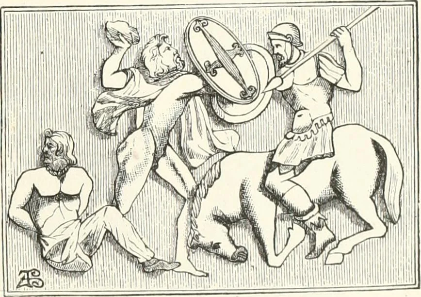 An illustration from An illustrated dictionary of words used in art and archaeology. Explaining terms frequently used in works on architecture, arms, bronzes, Christian art, colour, costume, decoration, devices, emblems, heraldry, lace, personal ornaments, pottery, painting, sculpture, &c., with their derivations, 1883, leaf 56