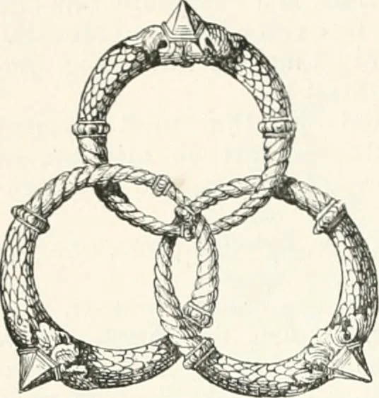 An illustration from An illustrated dictionary of words used in art and archaeology. Explaining terms frequently used in works on architecture, arms, bronzes, Christian art, colour, costume, decoration, devices, emblems, heraldry, lace, personal ornaments, pottery, painting, sculpture, &c., with their derivations, 1883, leaf 57