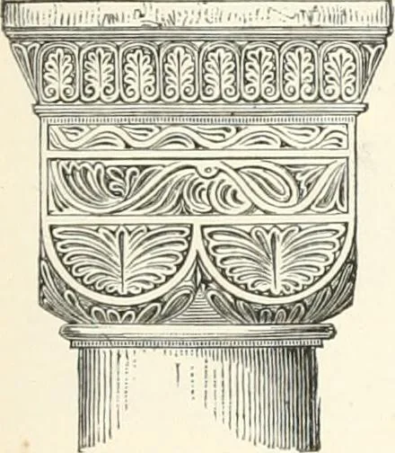 An illustration from An illustrated dictionary of words used in art and archaeology. Explaining terms frequently used in works on architecture, arms, bronzes, Christian art, colour, costume, decoration, devices, emblems, heraldry, lace, personal ornaments, pottery, painting, sculpture, &c., with their derivations, 1883, leaf 68