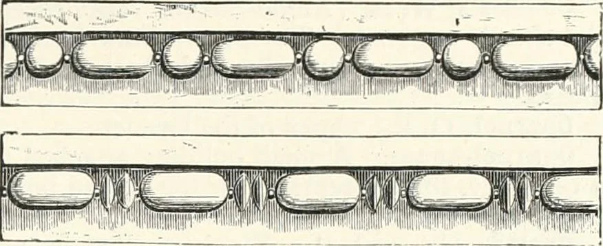 An illustration from An illustrated dictionary of words used in art and archaeology. Explaining terms frequently used in works on architecture, arms, bronzes, Christian art, colour, costume, decoration, devices, emblems, heraldry, lace, personal ornaments, pottery, painting, sculpture, &c., with their derivations, 1883, leaf 78