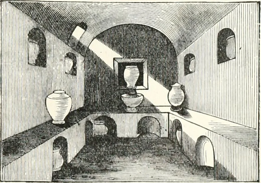 An illustration from An illustrated dictionary of words used in art and archaeology. Explaining terms frequently used in works on architecture, arms, bronzes, Christian art, colour, costume, decoration, devices, emblems, heraldry, lace, personal ornaments, pottery, painting, sculpture, &c., with their derivations, 1883, leaf 84