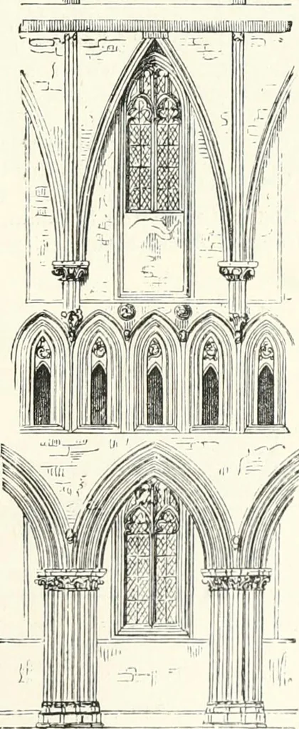 An illustration from An illustrated dictionary of words used in art and archaeology. Explaining terms frequently used in works on architecture, arms, bronzes, Christian art, colour, costume, decoration, devices, emblems, heraldry, lace, personal ornaments, pottery, painting, sculpture, &c., with their derivations, 1883, leaf 86