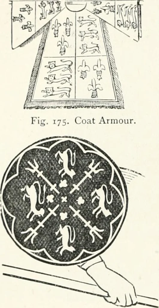 An illustration from An illustrated dictionary of words used in art and archaeology. Explaining terms frequently used in works on architecture, arms, bronzes, Christian art, colour, costume, decoration, devices, emblems, heraldry, lace, personal ornaments, pottery, painting, sculpture, &c., with their derivations, 1883, leaf 91