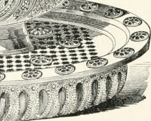 An illustration from An illustrated dictionary of words used in art and archaeology. Explaining terms frequently used in works on architecture, arms, bronzes, Christian art, colour, costume, decoration, devices, emblems, heraldry, lace, personal ornaments, pottery, painting, sculpture, &c., with their derivations, 1883, leaf 99