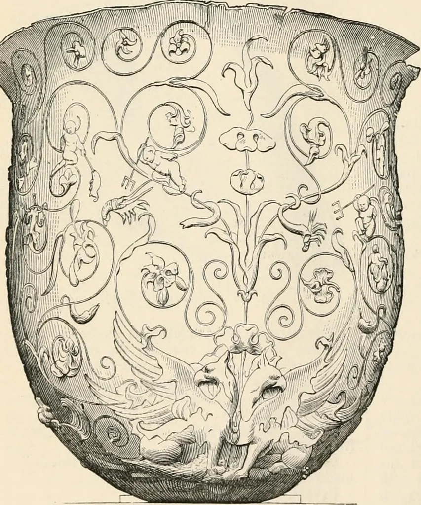 An illustration from An illustrated dictionary of words used in art and archaeology. Explaining terms frequently used in works on architecture, arms, bronzes, Christian art, colour, costume, decoration, devices, emblems, heraldry, lace, personal ornaments, pottery, painting, sculpture, &c, with their derivations, 1883, leaf 111