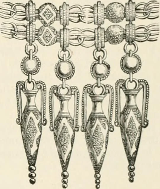 An illustration from An illustrated dictionary of words used in art and archaeology. Explaining terms frequently used in works on architecture, arms, bronzes, Christian art, colour, costume, decoration, devices, emblems, heraldry, lace, personal ornaments, pottery, painting, sculpture, &c, with their derivations, 1883, leaf 114