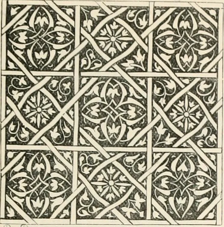 An illustration from An illustrated dictionary of words used in art and archaeology. Explaining terms frequently used in works on architecture, arms, bronzes, Christian art, colour, costume, decoration, devices, emblems, heraldry, lace, personal ornaments, pottery, painting, sculpture, &c, with their derivations, 1883, leaf 122