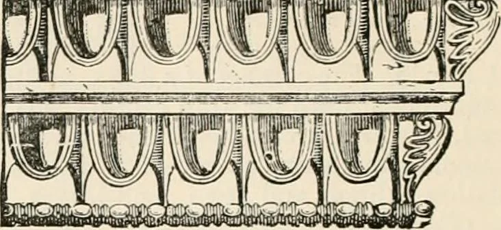 An illustration from An illustrated dictionary of words used in art and archaeology. Explaining terms frequently used in works on architecture, arms, bronzes, Christian art, colour, costume, decoration, devices, emblems, heraldry, lace, personal ornaments, pottery, painting, sculpture, &c, with their derivations, 1883, leaf 137