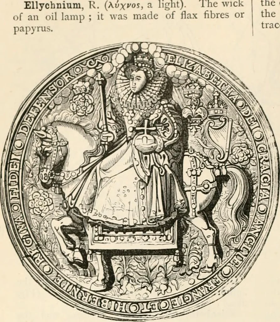 An illustration from An illustrated dictionary of words used in art and archaeology. Explaining terms frequently used in works on architecture, arms, bronzes, Christian art, colour, costume, decoration, devices, emblems, heraldry, lace, personal ornaments, pottery, painting, sculpture, &c, with their derivations, 1883, leaf 141