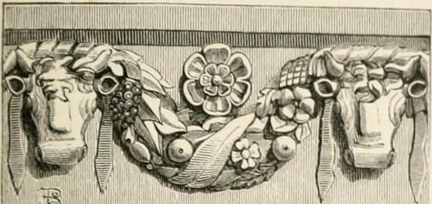 An illustration from An illustrated dictionary of words used in art and archaeology. Explaining terms frequently used in works on architecture, arms, bronzes, Christian art, colour, costume, decoration, devices, emblems, heraldry, lace, personal ornaments, pottery, painting, sculpture, &c, with their derivations, 1883, leaf 144