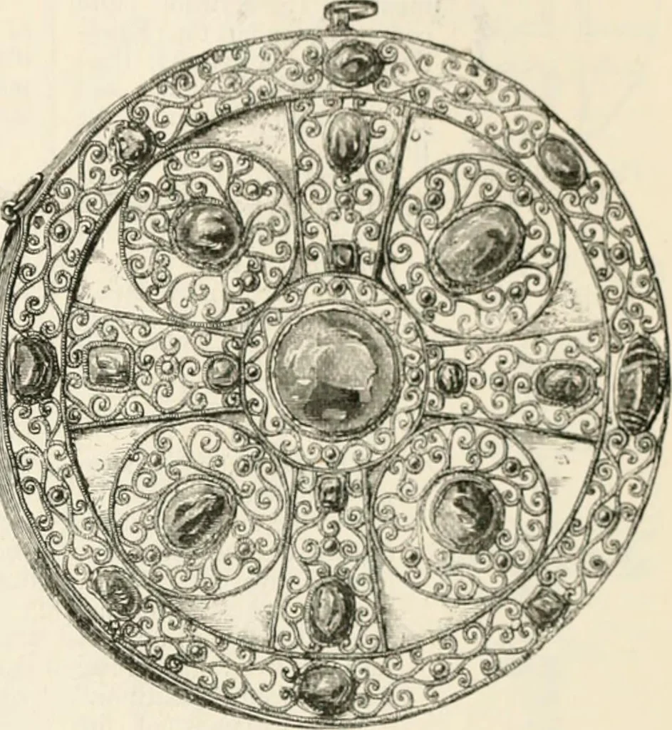 An illustration from An illustrated dictionary of words used in art and archaeology. Explaining terms frequently used in works on architecture, arms, bronzes, Christian art, colour, costume, decoration, devices, emblems, heraldry, lace, personal ornaments, pottery, painting, sculpture, &c, with their derivations, 1883, leaf 156