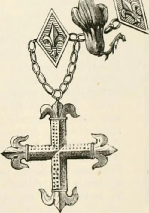 An illustration from An illustrated dictionary of words used in art and archaeology. Explaining terms frequently used in works on architecture, arms, bronzes, Christian art, colour, costume, decoration, devices, emblems, heraldry, lace, personal ornaments, pottery, painting, sculpture, &c, with their derivations, 1883, leaf 158