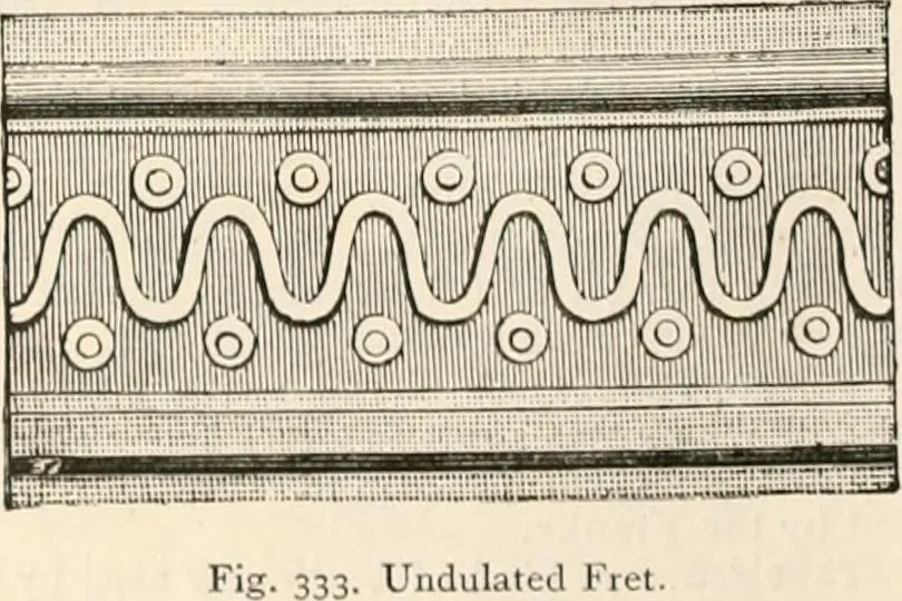 An illustration from An illustrated dictionary of words used in art and archaeology. Explaining terms frequently used in works on architecture, arms, bronzes, Christian art, colour, costume, decoration, devices, emblems, heraldry, lace, personal ornaments, pottery, painting, sculpture, &c, with their derivations, 1883, leaf 163