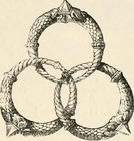 An illustration from An illustrated dictionary of words used in art and archaeology. Explaining terms frequently used in works on architecture, arms, bronzes, Christian art, colour, costume, decoration, devices, emblems, heraldry, lace, personal ornaments, pottery, painting, sculpture, &c, with their derivations, 1883, leaf 171