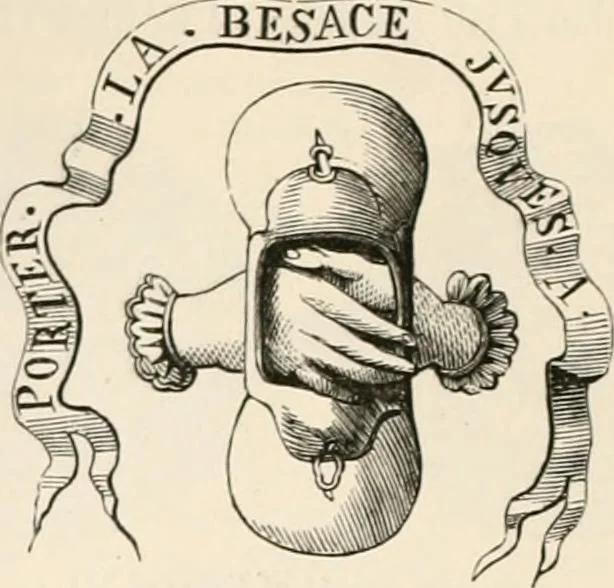 An illustration from An illustrated dictionary of words used in art and archaeology. Explaining terms frequently used in works on architecture, arms, bronzes, Christian art, colour, costume, decoration, devices, emblems, heraldry, lace, personal ornaments, pottery, painting, sculpture, &c, with their derivations, 1883, leaf 179