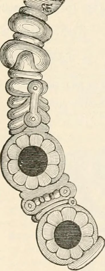 An illustration from An illustrated dictionary of words used in art and archaeology. Explaining terms frequently used in works on architecture, arms, bronzes, Christian art, colour, costume, decoration, devices, emblems, heraldry, lace, personal ornaments, pottery, painting, sculpture, &c, with their derivations, 1883, leaf 233