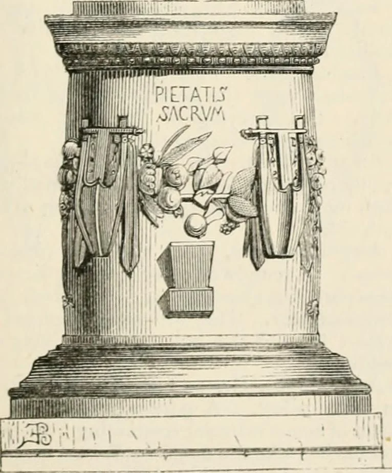 An illustration from An illustrated dictionary of words used in art and archaeology. Explaining terms frequently used in works on architecture, arms, bronzes, Christian art, colour, costume, decoration, devices, emblems, heraldry, lace, personal ornaments, pottery, painting, sculpture, &c, with their derivations, 1883, leaf 24