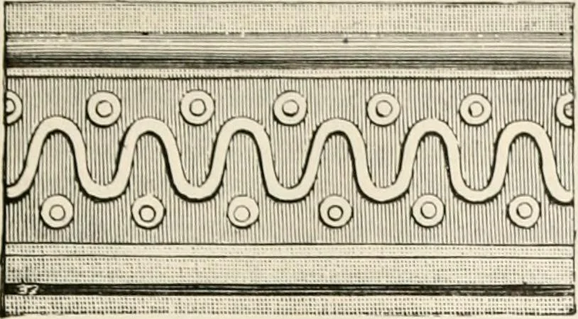 An illustration from An illustrated dictionary of words used in art and archaeology. Explaining terms frequently used in works on architecture, arms, bronzes, Christian art, colour, costume, decoration, devices, emblems, heraldry, lace, personal ornaments, pottery, painting, sculpture, &c, with their derivations, 1883, leaf 240