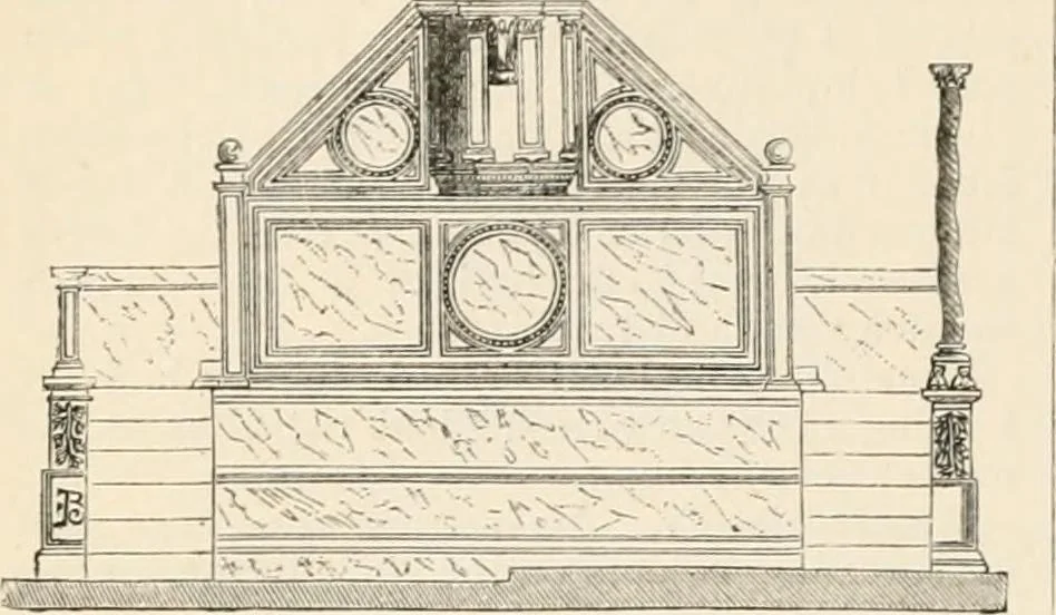 An illustration from An illustrated dictionary of words used in art and archaeology. Explaining terms frequently used in works on architecture, arms, bronzes, Christian art, colour, costume, decoration, devices, emblems, heraldry, lace, personal ornaments, pottery, painting, sculpture, &c, with their derivations, 1883, leaf 25