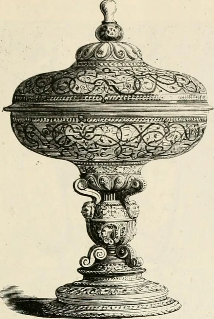 An illustration from An illustrated dictionary of words used in art and archaeology. Explaining terms frequently used in works on architecture, arms, bronzes, Christian art, colour, costume, decoration, devices, emblems, heraldry, lace, personal ornaments, pottery, painting, sculpture, &c, with their derivations, 1883, leaf 250