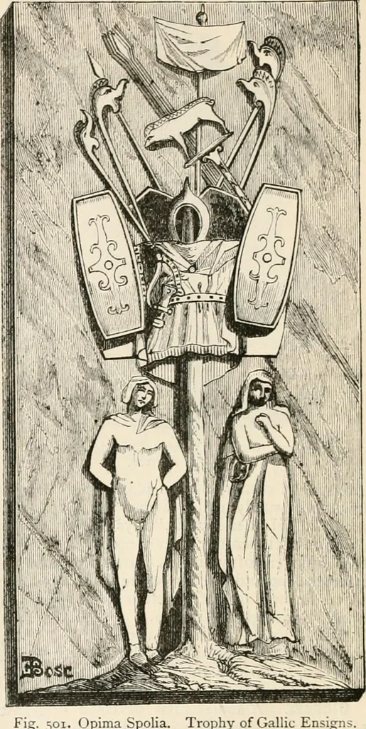 An illustration from An illustrated dictionary of words used in art and archaeology. Explaining terms frequently used in works on architecture, arms, bronzes, Christian art, colour, costume, decoration, devices, emblems, heraldry, lace, personal ornaments, pottery, painting, sculpture, &c, with their derivations, 1883, leaf 251