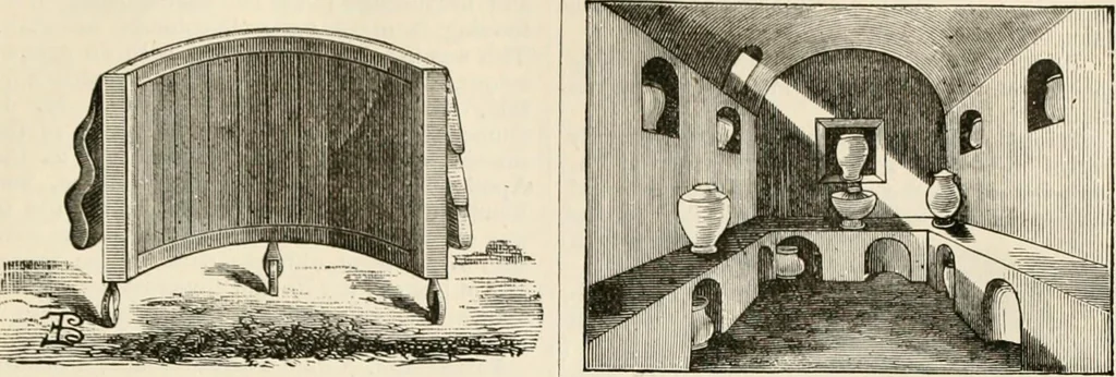 An illustration from An illustrated dictionary of words used in art and archaeology. Explaining terms frequently used in works on architecture, arms, bronzes, Christian art, colour, costume, decoration, devices, emblems, heraldry, lace, personal ornaments, pottery, painting, sculpture, &c, with their derivations, 1883, leaf 276