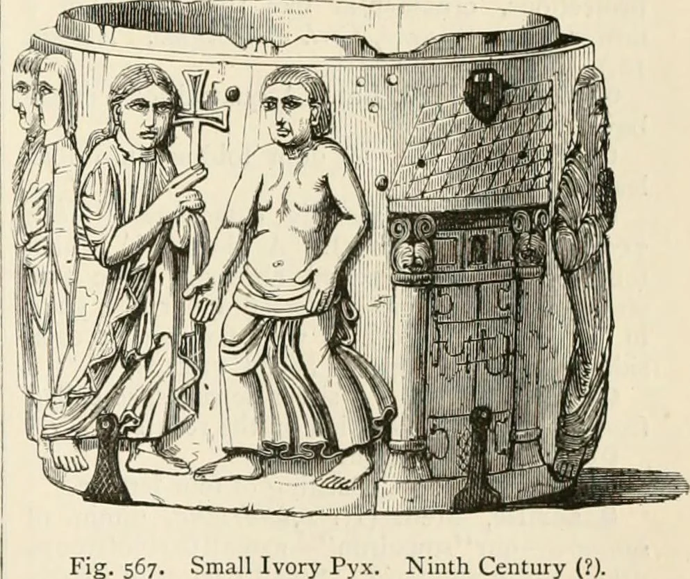 An illustration from An illustrated dictionary of words used in art and archaeology. Explaining terms frequently used in works on architecture, arms, bronzes, Christian art, colour, costume, decoration, devices, emblems, heraldry, lace, personal ornaments, pottery, painting, sculpture, &c, with their derivations, 1883, leaf 286