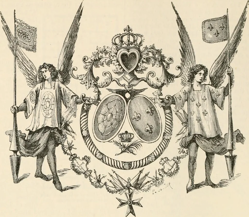 An illustration from An illustrated dictionary of words used in art and archaeology. Explaining terms frequently used in works on architecture, arms, bronzes, Christian art, colour, costume, decoration, devices, emblems, heraldry, lace, personal ornaments, pottery, painting, sculpture, &c, with their derivations, 1883, leaf 29