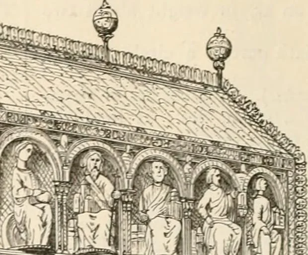 An illustration from An illustrated dictionary of words used in art and archaeology. Explaining terms frequently used in works on architecture, arms, bronzes, Christian art, colour, costume, decoration, devices, emblems, heraldry, lace, personal ornaments, pottery, painting, sculpture, &c, with their derivations, 1883, leaf 313