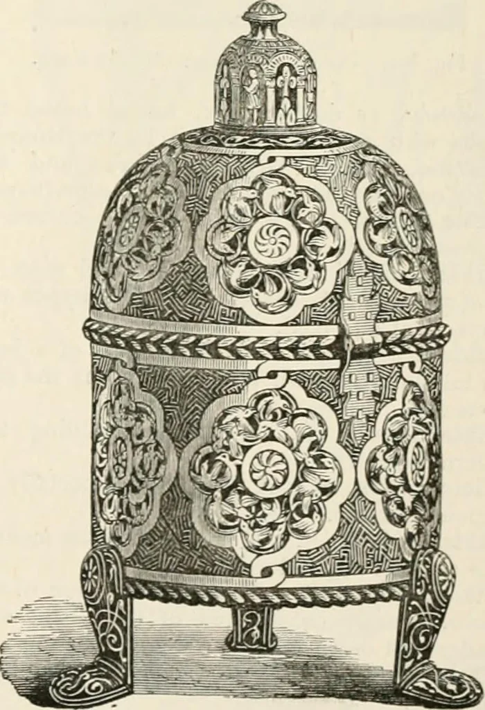 An illustration from An illustrated dictionary of words used in art and archaeology. Explaining terms frequently used in works on architecture, arms, bronzes, Christian art, colour, costume, decoration, devices, emblems, heraldry, lace, personal ornaments, pottery, painting, sculpture, &c, with their derivations, 1883, leaf 336