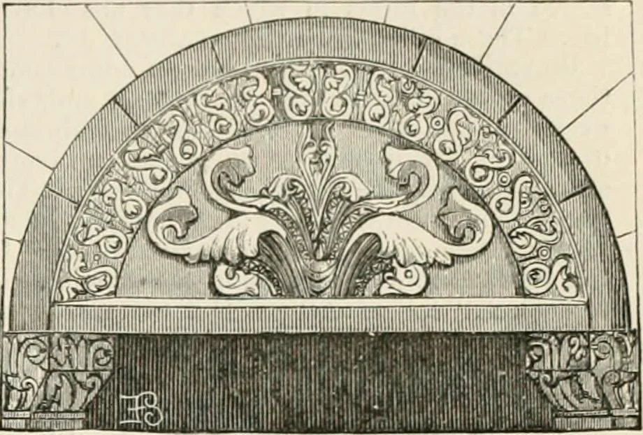 An illustration from An illustrated dictionary of words used in art and archaeology. Explaining terms frequently used in works on architecture, arms, bronzes, Christian art, colour, costume, decoration, devices, emblems, heraldry, lace, personal ornaments, pottery, painting, sculpture, &c, with their derivations, 1883, leaf 346