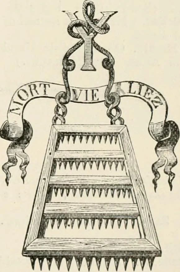 An illustration from An illustrated dictionary of words used in art and archaeology. Explaining terms frequently used in works on architecture, arms, bronzes, Christian art, colour, costume, decoration, devices, emblems, heraldry, lace, personal ornaments, pottery, painting, sculpture, &c, with their derivations, 1883, leaf 364