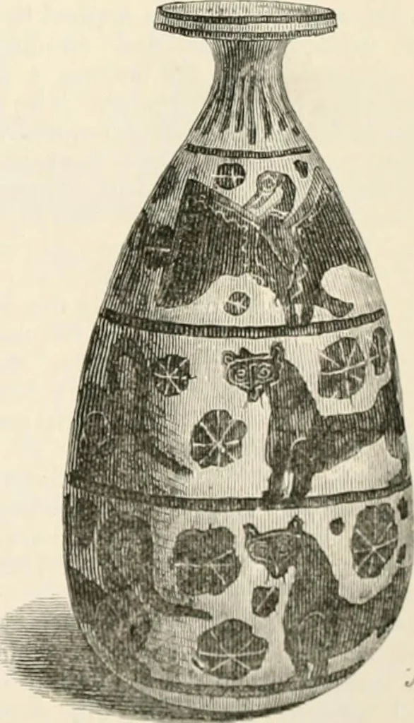 An illustration from An illustrated dictionary of words used in art and archaeology. Explaining terms frequently used in works on architecture, arms, bronzes, Christian art, colour, costume, decoration, devices, emblems, heraldry, lace, personal ornaments, pottery, painting, sculpture, &c, with their derivations, 1883, leaf 40