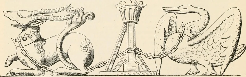 An illustration from An illustrated dictionary of words used in art and archaeology. Explaining terms frequently used in works on architecture, arms, bronzes, Christian art, colour, costume, decoration, devices, emblems, heraldry, lace, personal ornaments, pottery, painting, sculpture, &c, with their derivations, 1883, leaf 45