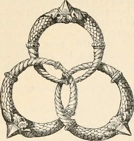 An illustration from An illustrated dictionary of words used in art and archaeology. Explaining terms frequently used in works on architecture, arms, bronzes, Christian art, colour, costume, decoration, devices, emblems, heraldry, lace, personal ornaments, pottery, painting, sculpture, &c, with their derivations, 1883, leaf 61