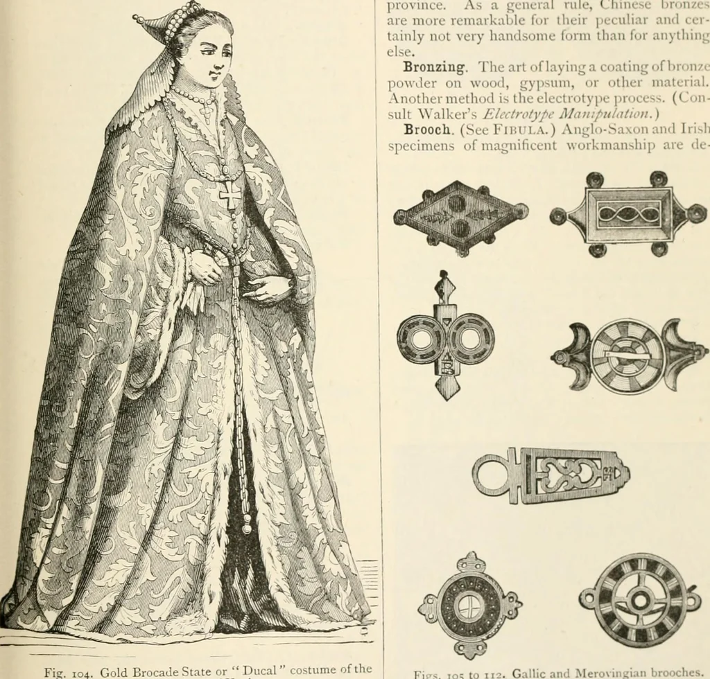 An illustration from An illustrated dictionary of words used in art and archaeology. Explaining terms frequently used in works on architecture, arms, bronzes, Christian art, colour, costume, decoration, devices, emblems, heraldry, lace, personal ornaments, pottery, painting, sculpture, &c, with their derivations, 1883, leaf 62