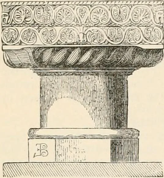An illustration from An illustrated dictionary of words used in art and archaeology. Explaining terms frequently used in works on architecture, arms, bronzes, Christian art, colour, costume, decoration, devices, emblems, heraldry, lace, personal ornaments, pottery, painting, sculpture, &c, with their derivations, 1883, leaf 65