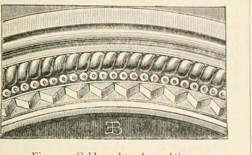 An illustration from An illustrated dictionary of words used in art and archaeology. Explaining terms frequently used in works on architecture, arms, bronzes, Christian art, colour, costume, decoration, devices, emblems, heraldry, lace, personal ornaments, pottery, painting, sculpture, &c, with their derivations, 1883, leaf 66