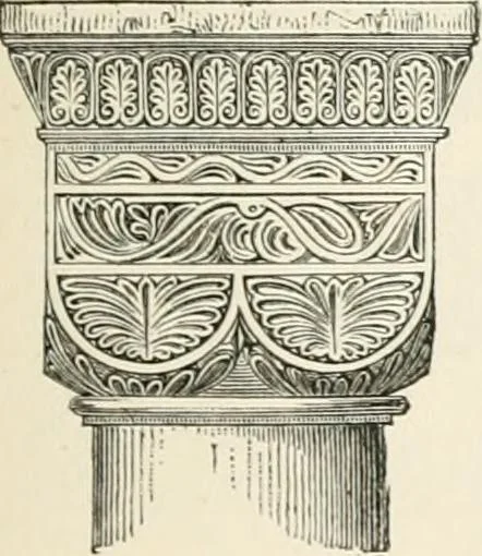 An illustration from An illustrated dictionary of words used in art and archaeology. Explaining terms frequently used in works on architecture, arms, bronzes, Christian art, colour, costume, decoration, devices, emblems, heraldry, lace, personal ornaments, pottery, painting, sculpture, &c, with their derivations, 1883, leaf 72