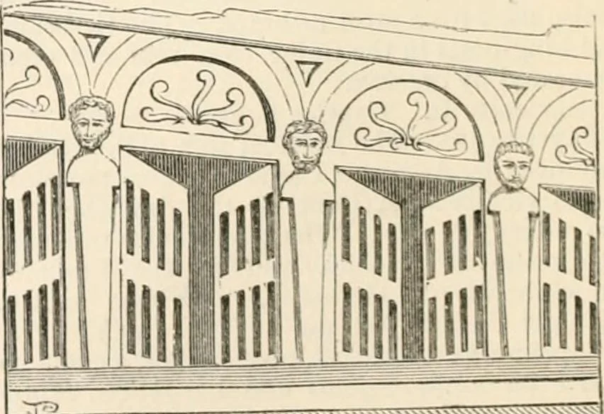 An illustration from An illustrated dictionary of words used in art and archaeology. Explaining terms frequently used in works on architecture, arms, bronzes, Christian art, colour, costume, decoration, devices, emblems, heraldry, lace, personal ornaments, pottery, painting, sculpture, &c, with their derivations, 1883, leaf 73