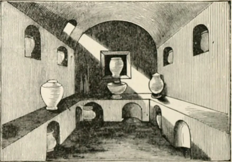 An illustration from An illustrated dictionary of words used in art and archaeology. Explaining terms frequently used in works on architecture, arms, bronzes, Christian art, colour, costume, decoration, devices, emblems, heraldry, lace, personal ornaments, pottery, painting, sculpture, &c, with their derivations, 1883, leaf 88