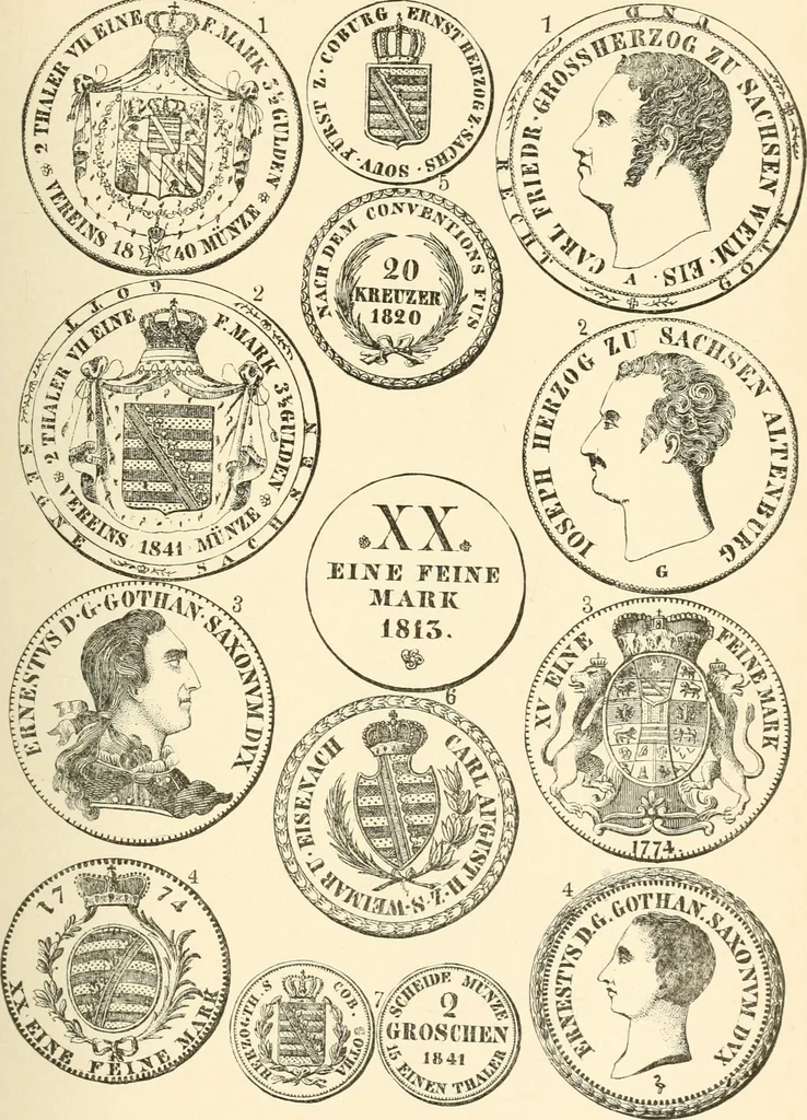 An illustration from Illustrated encyclopaedia of gold and silver coins of the world; illustrating the modern, ancient, current and curious, from A.D. 1885 back to B.C. 700, 1886, leaf 128