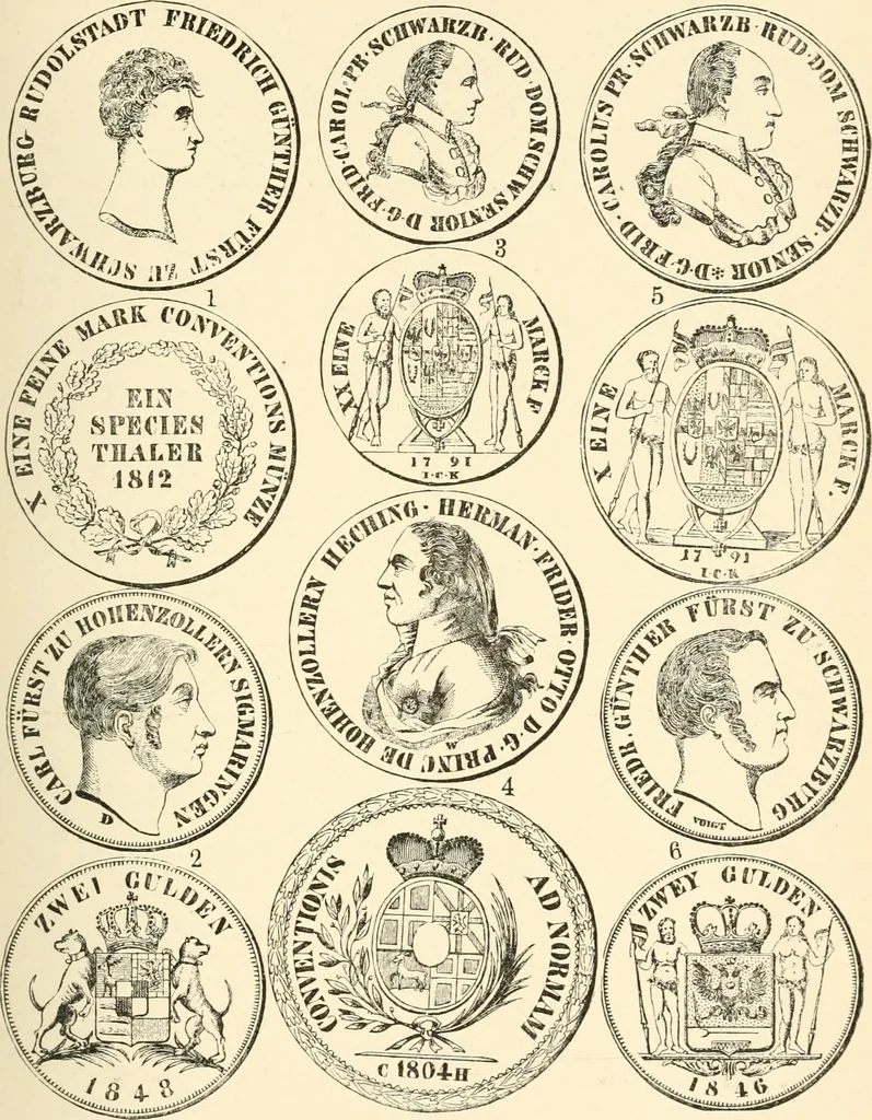 An illustration from Illustrated encyclopaedia of gold and silver coins of the world; illustrating the modern, ancient, current and curious, from A.D. 1885 back to B.C. 700, 1886, leaf 130