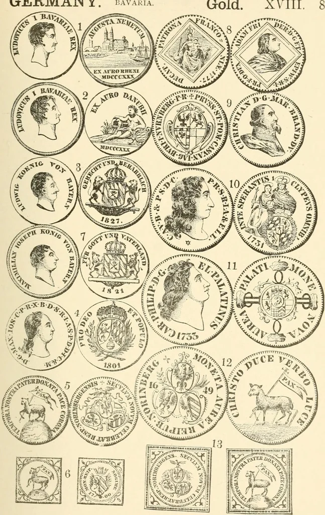 An illustration from Illustrated encyclopaedia of gold and silver coins of the world; illustrating the modern, ancient, current and curious, from A.D. 1885 back to B.C. 700, 1886, leaf 140