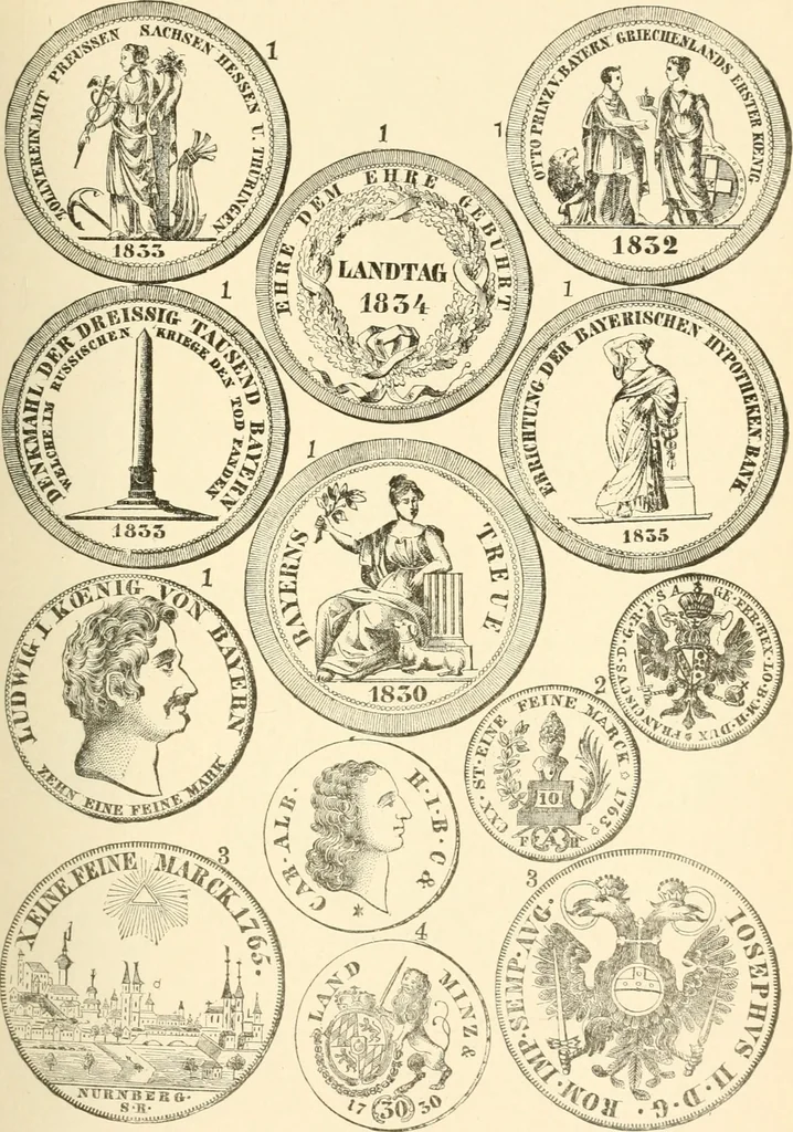 An illustration from Illustrated encyclopaedia of gold and silver coins of the world; illustrating the modern, ancient, current and curious, from A.D. 1885 back to B.C. 700, 1886, leaf 144