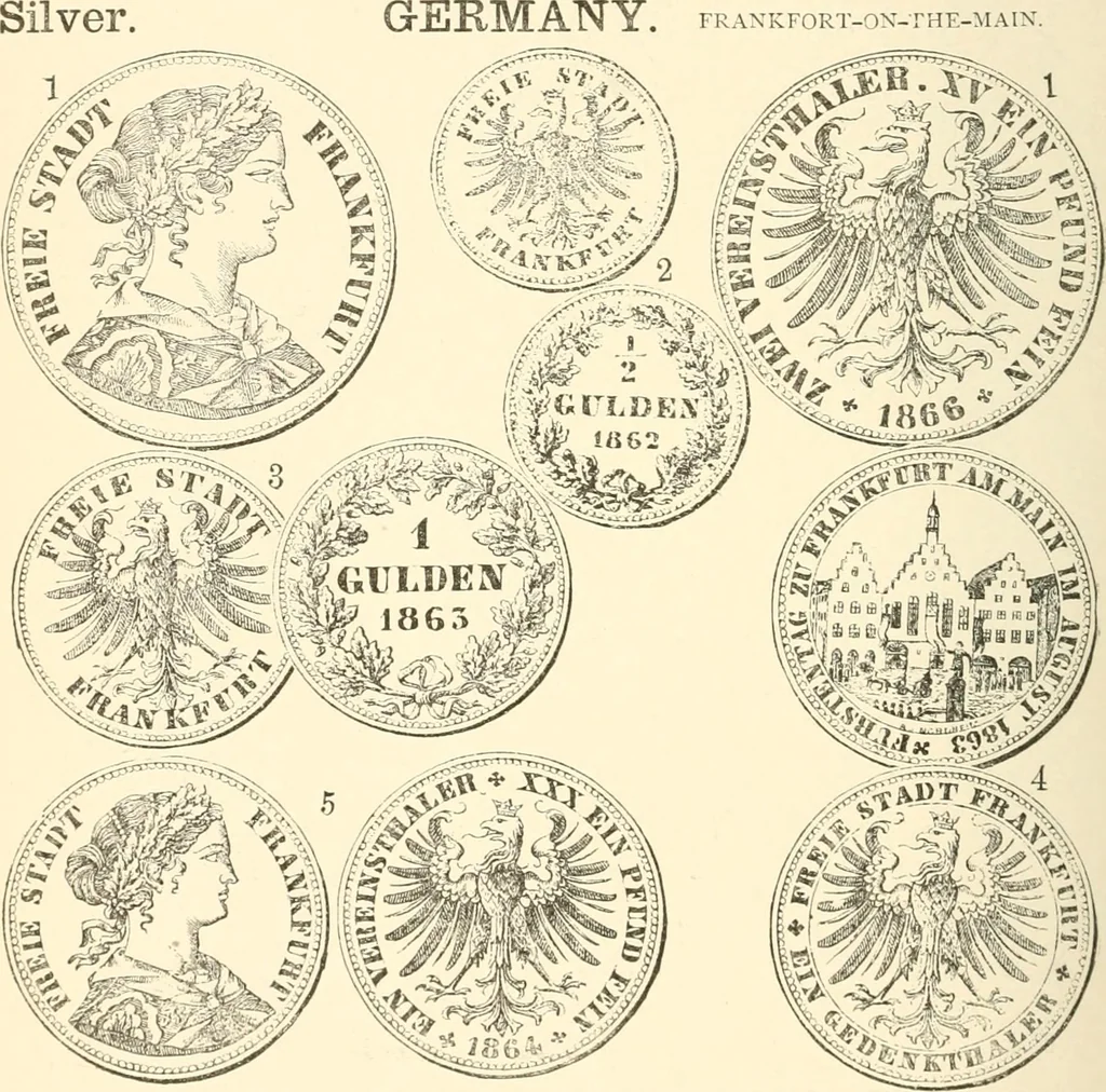 An illustration from Illustrated encyclopaedia of gold and silver coins of the world; illustrating the modern, ancient, current and curious, from A.D. 1885 back to B.C. 700, 1886, leaf 157